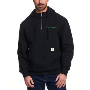 John Deere Men's Quarter Zip Pullover Hoodie, Black